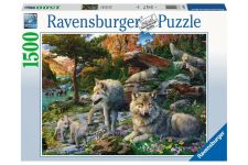 Ravensburger 1500 Teile Puzzle Wolfsrudel im Frühlingserwachen