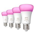 Philips Hue White & Col. Amb. E27 LED Lampen 4-er Pack, dimmbar, 16 Mio. Farben  steuerbar via App