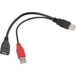 USB 2.0 Y-Kabel, USB-A Stecker + USB-A Stecker > USB-A Buchse