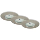 3er Set LED Einbauleuchte, Ø 7,5 cm, 6,5 W, Matt-Nickel