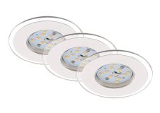 3er Set LED Einbauleuchte, Ø 8 cm, 4,5 W, Weiß