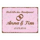 Hochzeitsgeschenk Schild "Hoch lebe das Brautpaar" - Format A3 rosa