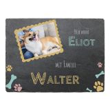 Türschild aus Schiefer mit Foto, Name und Hundename 30 x 20 cm