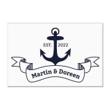 Maritime Acrylplatte zur Hochzeit mit Anker, Namen und Datum Variante 2 - Querformat