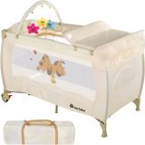 Kinderreisebett Hund 132x75x104cm mit Wickelauflage und Transporttasche - beige