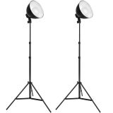 2 Studioleuchten im Set mit Stativ und Leuchtmittel - schwarz