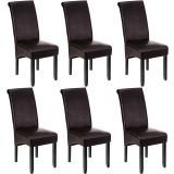 Esszimmerstuhl, ergonomisch, massives Hartholz - braun, 6er Set