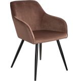 Esszimmerstuhl Marilyn Samtoptik, schwarze Stuhlbeine - braun/schwarz, pro Stück