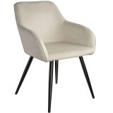 Esszimmerstuhl Marilyn Samtoptik, schwarze Stuhlbeine - creme/schwarz, pro Stück