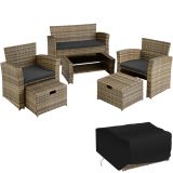 Rattan Sitzgruppe Modena 3+2+1 inkl. Schutzhülle - natur