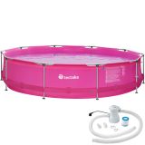 Swimming Pool rund mit Stahlrahmen und Filterpumpe Ø 360 x 76 cm - pink
