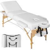 3 Zonen Massageliege Somwang mit 7,5cm Polsterung und Holzgestell - weiß