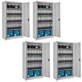 Set Aktenschrank mit 5 Böden 180x90x40cm - grau, 4er Set