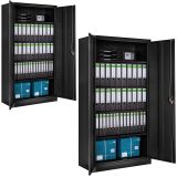 Set Aktenschrank mit 5 Böden 180x90x40cm - schwarz, 2er Set