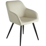 Esszimmerstuhl Marilyn Stoff, schwarze Stuhlbeine - creme/schwarz