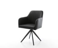 Drehstuhl Greg-Flex Echt-Leder Schwarz Kreuzgestell kantig Schwarz 180° drehbar
