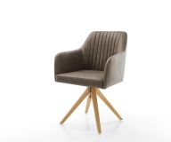 Drehstuhl Greg-Flex Taupe Vintage Holzgestell kantig 180° drehbar