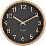 Karlsson Pure Wood Grain Tischuhr - black - Ø 18 cm - Tiefe: 4,5 cm