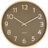 Karlsson Pure Wood Grain Wanduhr - moss green - Ø 40 cm - Tiefe: 4,5 cm