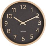 Karlsson Pure Wood Grain Wanduhr - black - Ø 22 cm - Tiefe: 4,5 cm