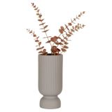 House Nordic Grooves Vase mit Fuß - grey - 12 x 12 x 25,5 cm