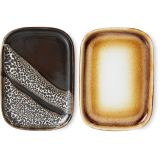 HK living 70's Ceramics kleine Tabletts 2er-Set - mojave - 2er-Set à 14,5x10,5x1,4 cm