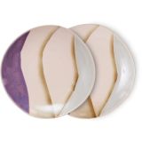 HK living 70's Ceramic Side Plate Beilagenteller 2er-Set - valley - 2er-Set: Ø 22 cm - Höhe 2 cm