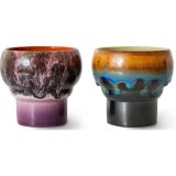 HK living 70's Ceramics Lungo Becher - 2er-Set - merge - 2er-Set - 2er-Set: 200 ml - Höhe 8,1 cm