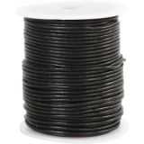 Lederband, Dicke 2 mm, Schwarz, 50m/ 1 Rolle