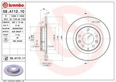 BREMBO Bremsscheibe 08.A112.11 Bremsscheiben,Scheibenbremsen MAZDA,BESTURN (FAW),6 Station Wagon (GY),6 Kombi (GH),6 (GG),6 Hatchback (GG)