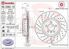 BREMBO Bremsscheibe 09.C394.13 Bremsscheiben,Scheibenbremsen BMW,1 Schrägheck (F20),3 Touring (F31),3 Limousine (F30, F80),3 GT (F34)