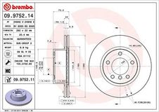 BREMBO Bremsscheibe 09.9752.11 Bremsscheiben,Scheibenbremsen BMW,3 Limousine (E90),1 Schrägheck (E87),1 Schrägheck (E81),1 Coupe (E82),1 Cabrio (E88)