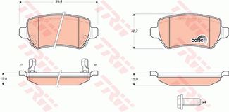 TRW Bremsbelagsatz GDB1515 Bremsbeläge,Bremsklötze OPEL,KIA,CHEVROLET,Corsa C Schrägheck (X01),ZAFIRA B (A05),Meriva A (X03),Astra H Caravan (A04)