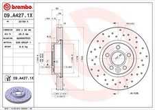 BREMBO Bremsscheibe 09.A427.1X Bremsscheiben,Scheibenbremsen FORD,VOLVO,LAND ROVER,MONDEO IV Turnier (BA7),S-MAX (WA6),GALAXY (WA6),MONDEO IV (BA7)