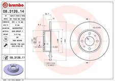 BREMBO Bremsscheibe 08.3126.11 Bremsscheiben,Scheibenbremsen FIAT,ALFA ROMEO,CHRYSLER,BRAVO II (198),STILO (192),STILO Multi Wagon (192)