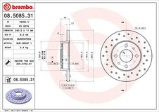 BREMBO Bremsscheibe 08.5085.31 Bremsscheiben,Scheibenbremsen ABARTH,500 / 595 / 695 Schrägheck (312_),500C / 595C / 695C (312_) Cabrio