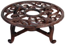 Rustikales Stövchen Warmhalteplatte Rund Gusseisen Braun Antik-Stil 18,5cm