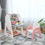 Costway 2 in 1 Kinder-Kunststaffelei Doppelseitige Magnetische Tafel und Kinderbuchständer Orange