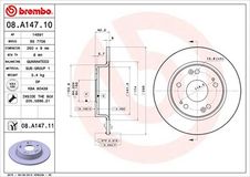 BREMBO Bremsscheibe 08.A147.11 Bremsscheiben,Scheibenbremsen HONDA,CIVIC VIII Hatchback (FN, FK),CIVIC VIII Stufenheck (FD, FA)