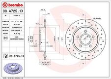 BREMBO Bremsscheibe 08.A725.1X Bremsscheiben,Scheibenbremsen FORD,FOCUS III Turnier,FOCUS III,Focus Mk3 Kasten / Kombi (DYB),FOCUS III Stufenheck