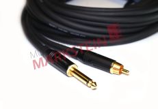 Cinchkabel, Cinchstecker gold 6,3mm Klinkenstecker, 10 Meter, schwarz