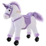 Reitpferd auf Rollen Spielpferd Reittier Fortbewegung Wiehern Plüsch Lila 55 x 23 x 60 cm