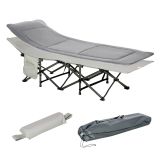 Campingbett klappbar Feldbett Klappbett mit Kopfkissen Seitentasche Matratze Gästebett bis 150 kg belastbar Reisen Outdoor Oxford Hellgrau 188 x 64,5 x 53 cm