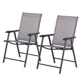 Klappstuhl mit Armlehne 2er Set Campingstuhl Angelstuhl Metall Grau
