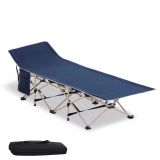 Feldbett mit Aufbewahrungstasche, Faltbares Campingbett, Campingliege, Inkl. Tragetasche, Stahl Oxford, Blau, 190 x 68 x 52 cm