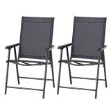 Klappstuhl mit Armlehne 2er Set Campingstuhl Angelstuhl Metall Schwarz 58 x 64 x 94 cm