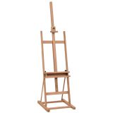 Staffelei Keilrahmen Atelierstaffelei Höhen- und Winkelverstellbar mit Ablagefach Buchenholz Natur 53 x 50,5 x 171-230 cm