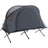 Campingbett mit Zelt erhöhtes Feldbett für 1 Person Kuppelzelt mit Luftmatratze inkl. Tragetasche Grau 200 x 86 x 147 cm