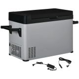 Kühlbox Auto 50L mit LCD-Anzeige 2 Modi Kompressor Autokühlschrank mit Griffe Boot Camper Reisen 12/24V DC und 110-240V AC Grau+Schwarz