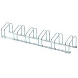 Fahrradständer Radständer Mehrfachständer Aufstellständer Fahrrad Ständer wetterfest langlebig Boden- und Wandmontage Stahl bis 6 Fahrräder Silber 179 x 33 x 27 cm